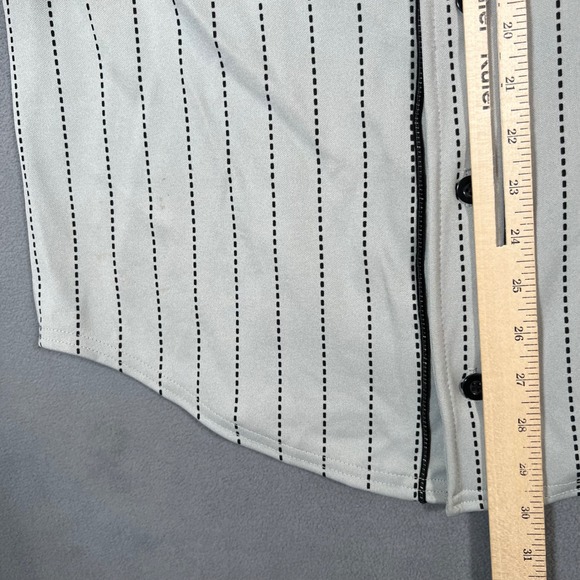 Civil Regime 08 Baseball Jersey Mens Large Gray Black Striped Shirt - Picture 6 of 8